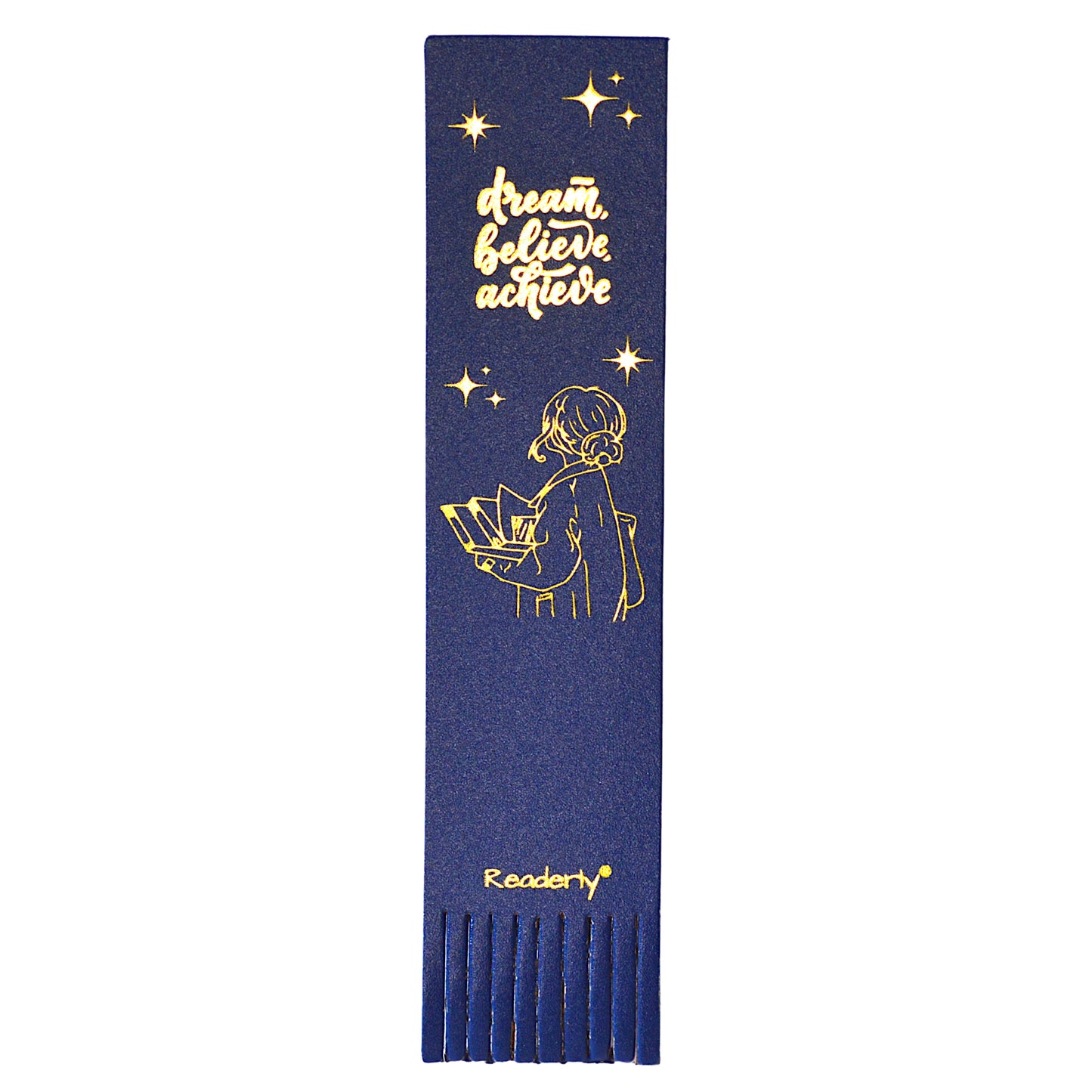 Readerly® Leather Bookmark for Girls & Women – Dream Believe Achieve Gold Foil, Inspirational Gift for Readers & Book Lovers