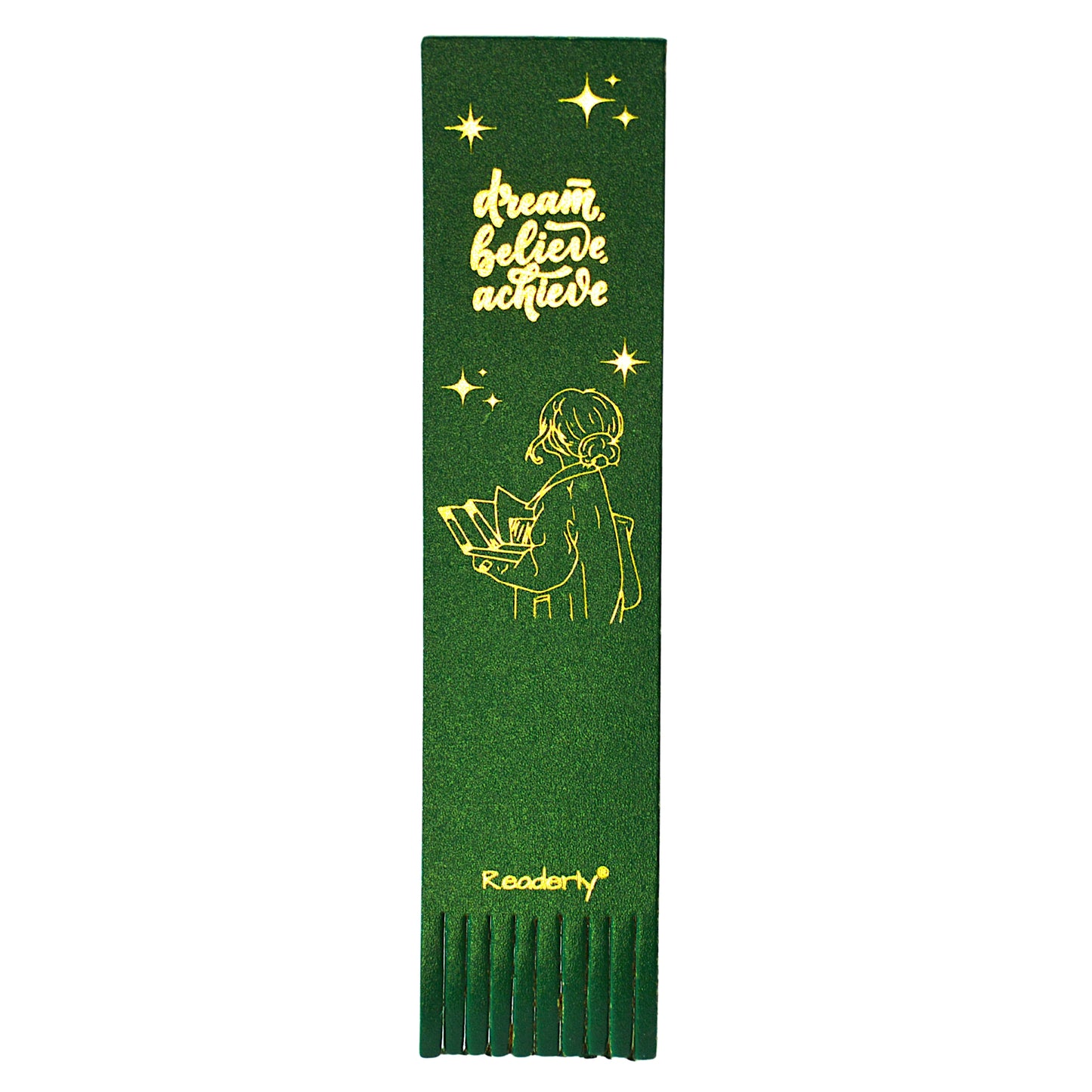 Readerly® Leather Bookmark for Girls & Women – Dream Believe Achieve Gold Foil, Inspirational Gift for Readers & Book Lovers