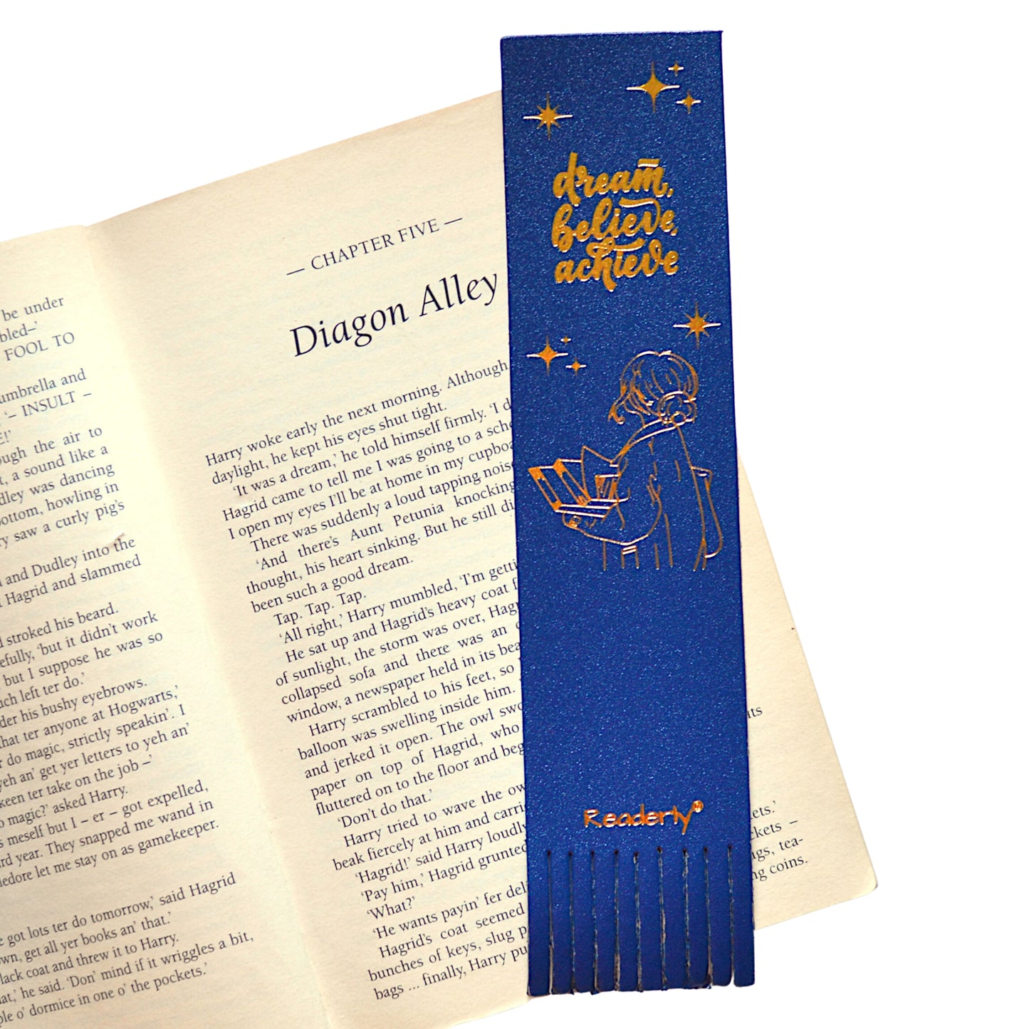 Readerly® Leather Bookmark for Girls & Women – Dream Believe Achieve Gold Foil, Inspirational Gift for Readers & Book Lovers