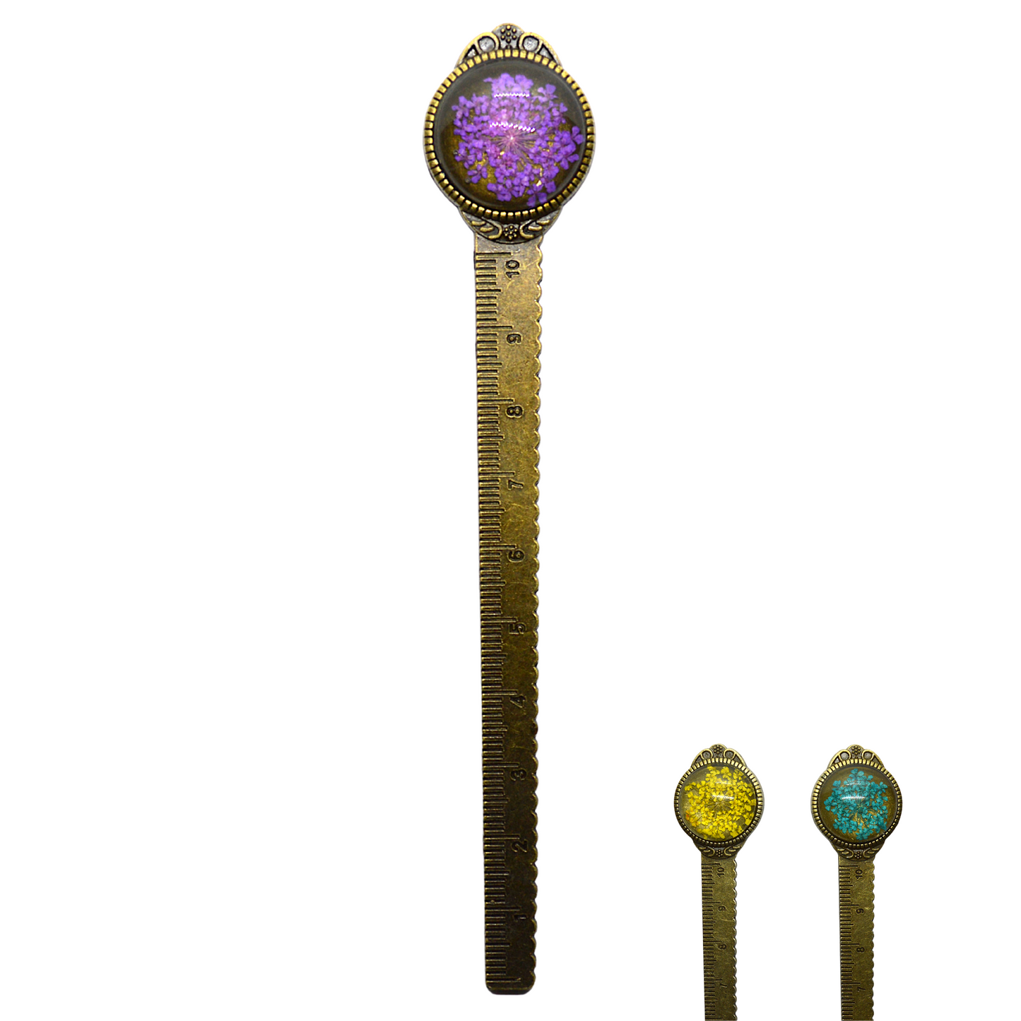 Readerly Vintage Flower Metal Ruler Bookmark