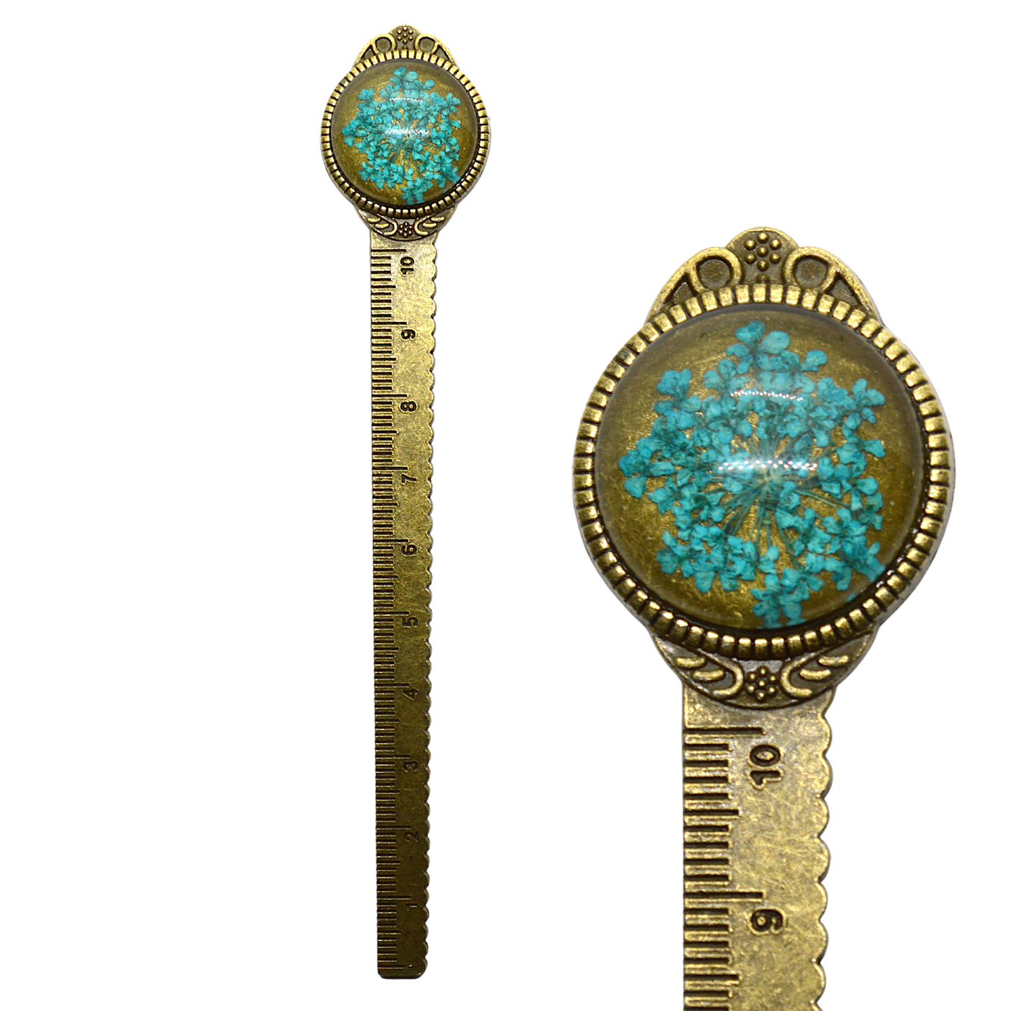 Readerly Vintage Flower Metal Ruler Bookmark