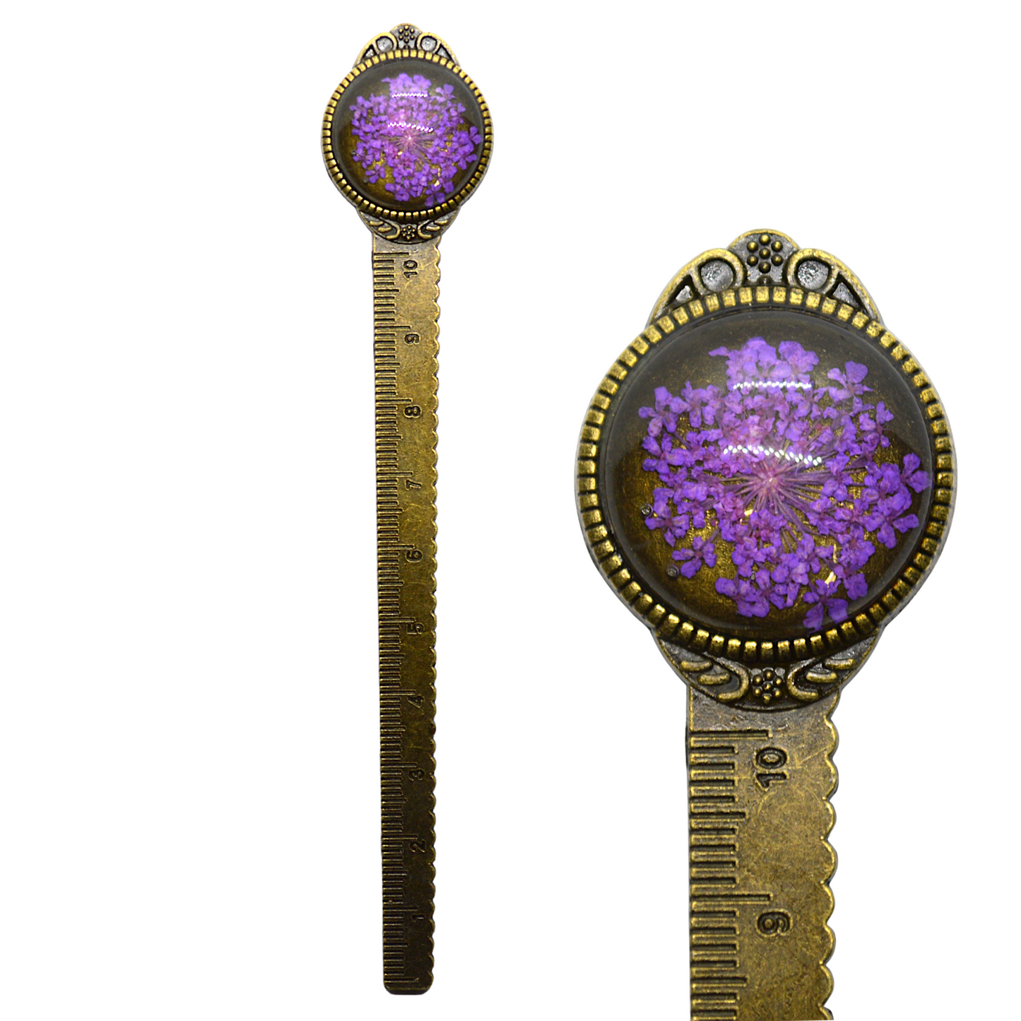 Readerly Vintage Flower Metal Ruler Bookmark