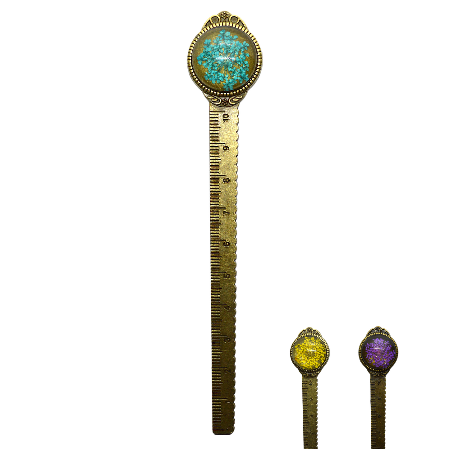 Readerly Vintage Flower Metal Ruler Bookmark