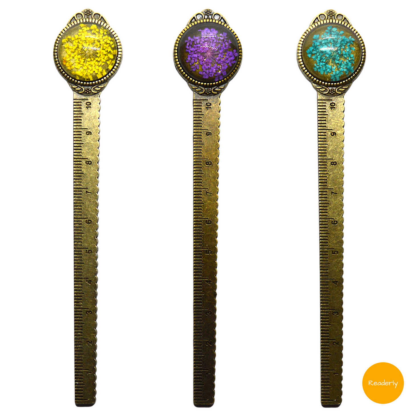 Readerly Vintage Flower Metal Ruler Bookmark