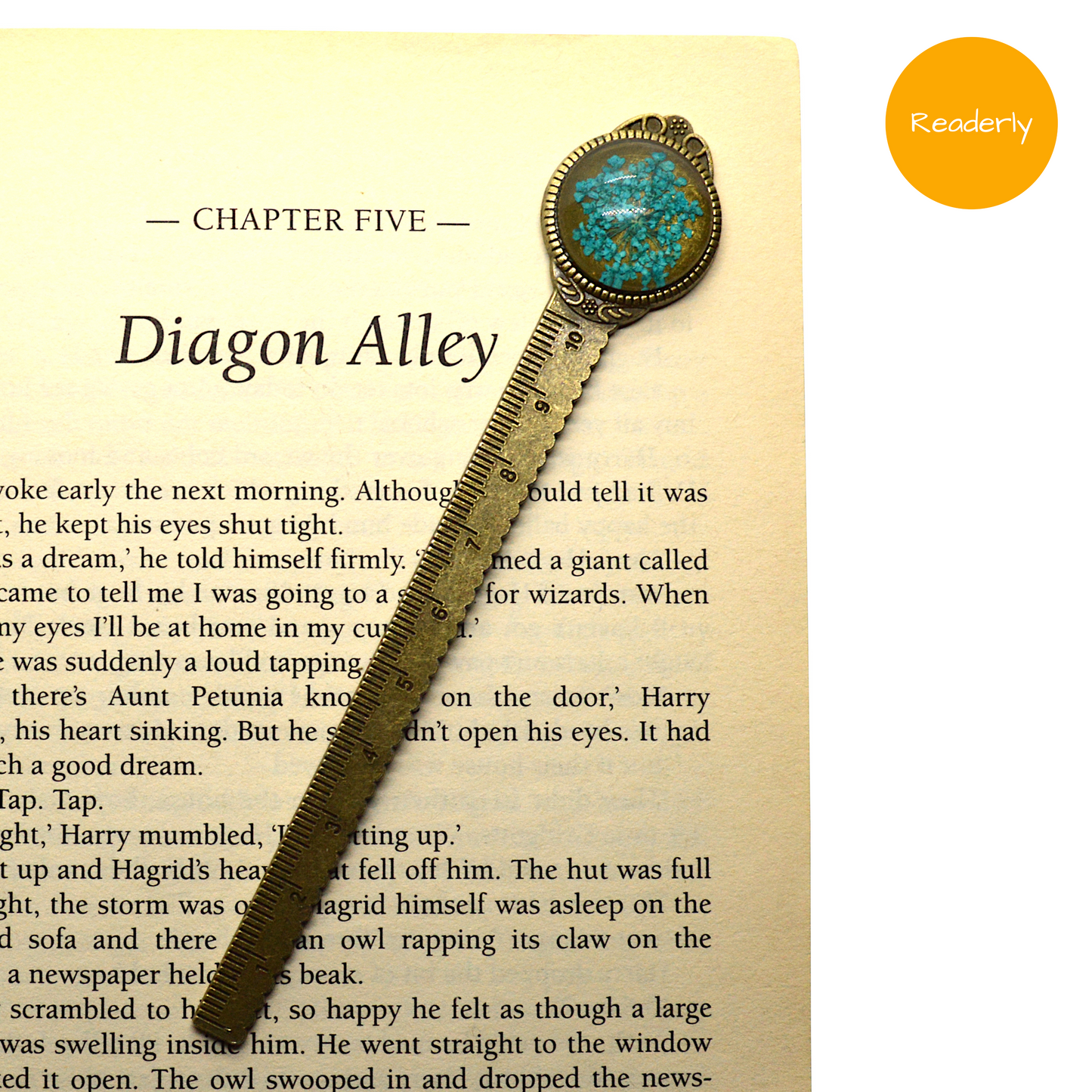 Readerly Vintage Flower Metal Ruler Bookmark